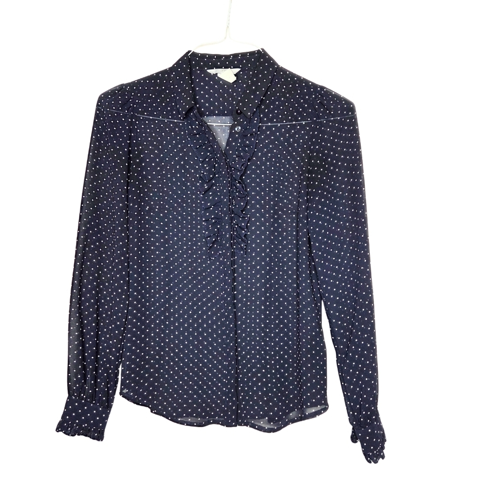 H&M Navy Blouse with White Dots